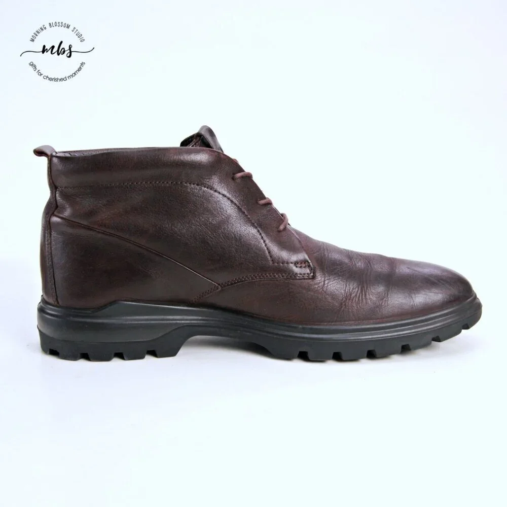 Ecco CityTray Avant Leather Ankle Boots Brown Men EU 46‎ US 12-12.5
